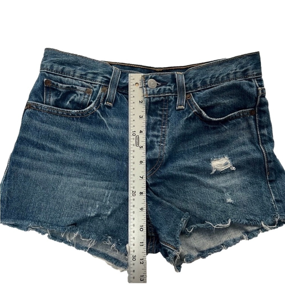 Levi's Cut Off Jeans Shorts High Rise Button Fly Frayed Hem Size 27 - Picture 4 of 7